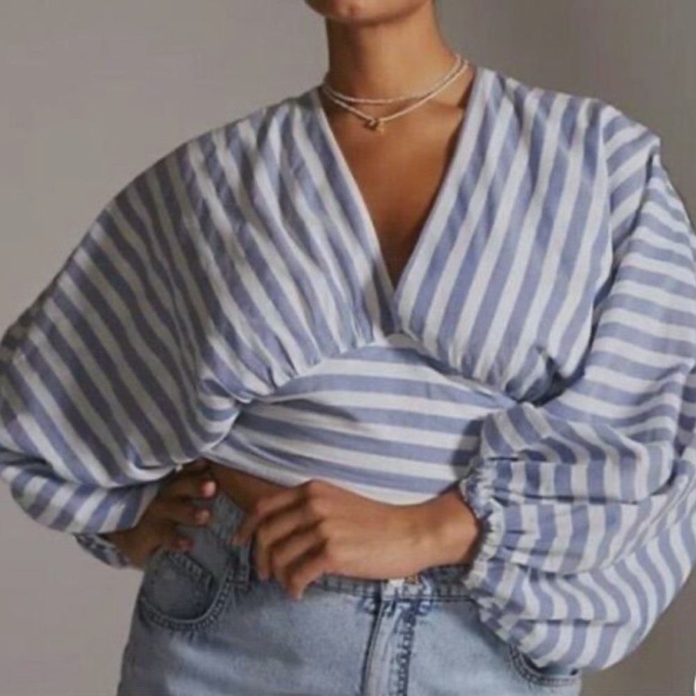 Dolan Blue and White Striped Blouse